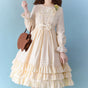 S / beige long-sleeved long dress