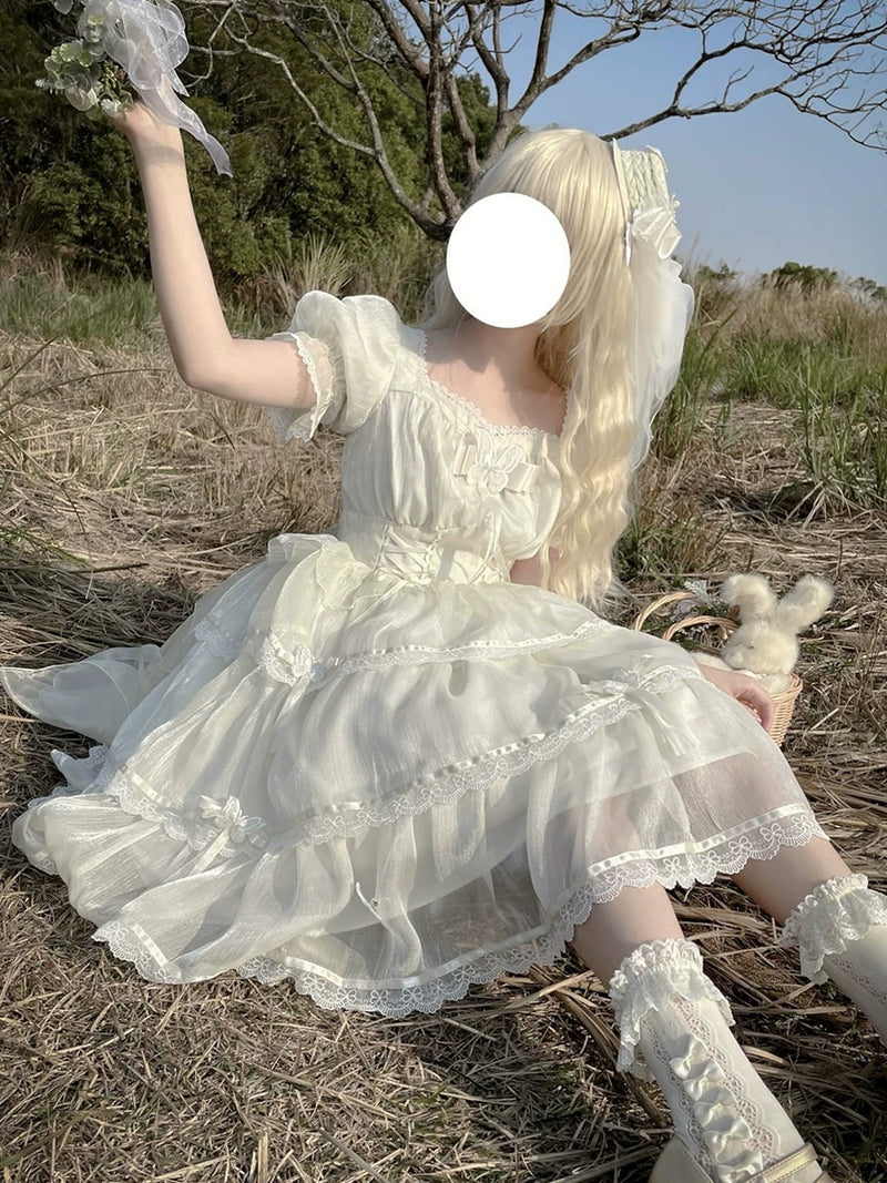 Yueele - Fleur Bridal - Plus-Size Sweet Lolita OP Dress - detail view 4