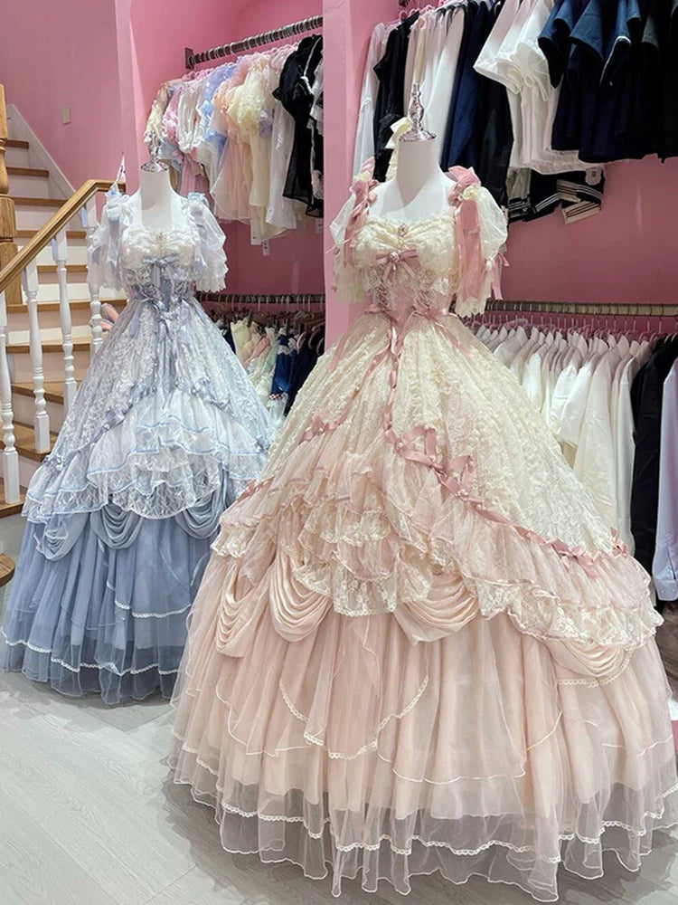 Emoji Dream - Lolita Formal Ball Gown Dress - Light blue long-length