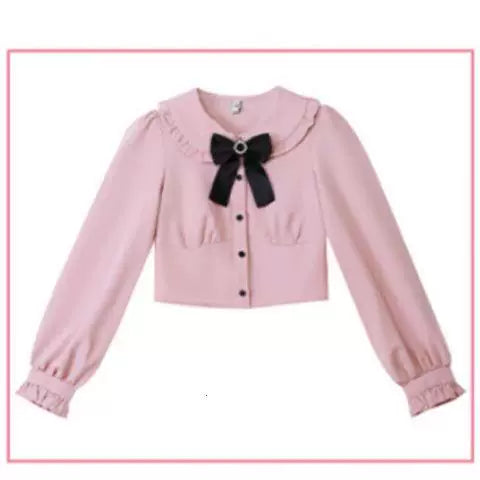Sweetheart Dream Machine - Pink Ribbon Pinafore - Black Pinafore Dress Set with Pink Lace-Up Ribbons