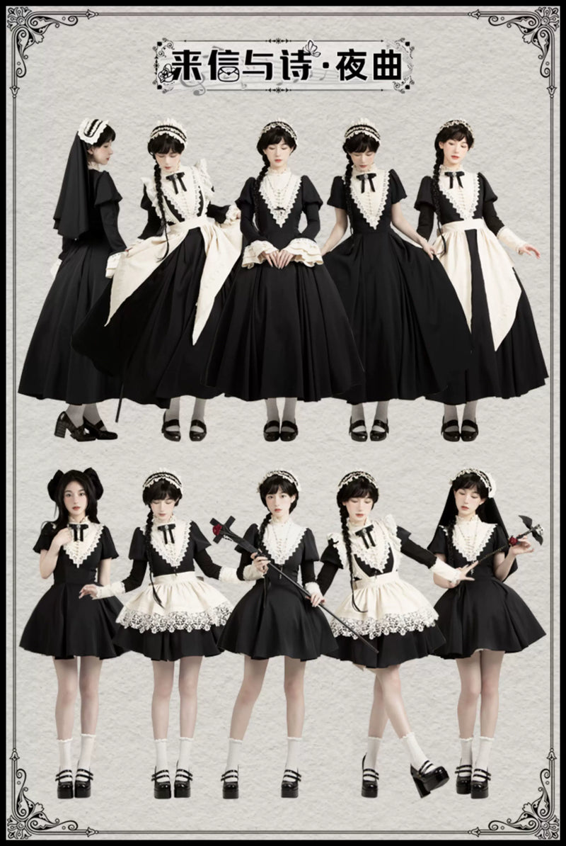 With PUJI - Nocturnes - Gothic Lolita OP Dress, Detachable Styling detail view 6