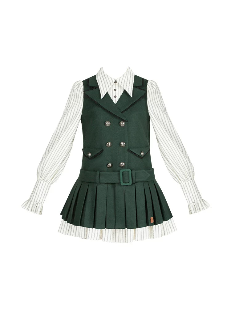 With PUJI - Baker Street Archives - Preppy Lolita OP Dress detail view 5