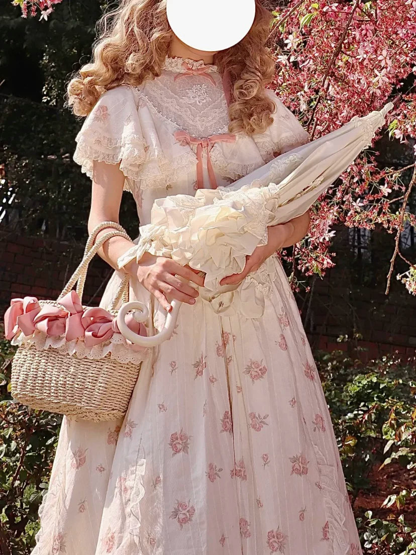 Sweetheart Dream Machine - Lullaby Edwardian Collar - Floral OP Dress with Lace Collar