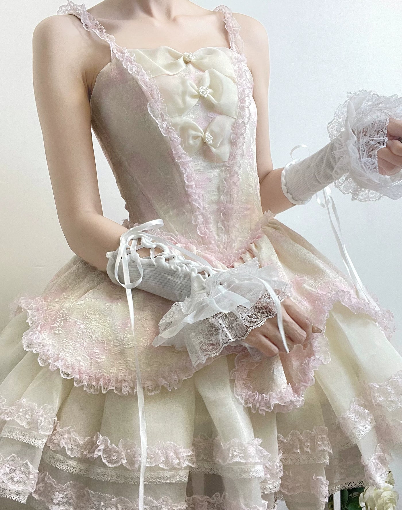 Fantasy Doll - Dreamy Doll Lace - Lace Sleeve Covers and Hand Sleeves with Ribbon Ties