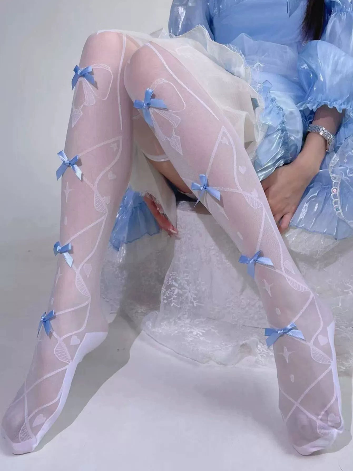 Fantasy Doll - Diamond Sweetheart - Bow Over-the-Knee Socks