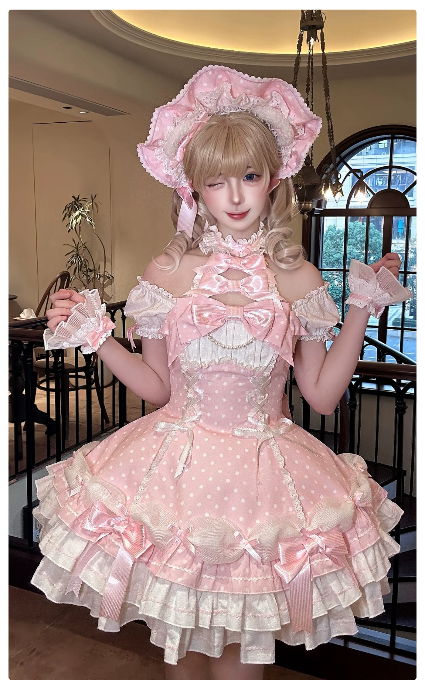 Alice Girl - Old School Lolita Halter Neck OP - Dress, Polka Dot Accent OP Dress