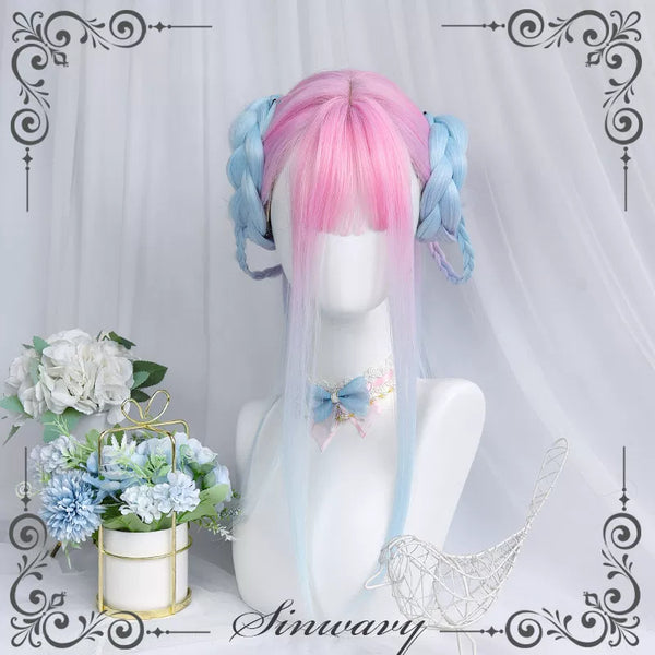 Sinwavy pink-blue gradient straight wig - view 1