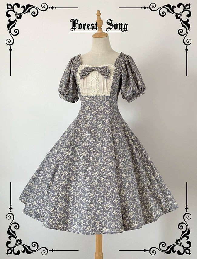 Forest Song - Pastoral Poem - Floral Panelled OP Dress - detail view 5