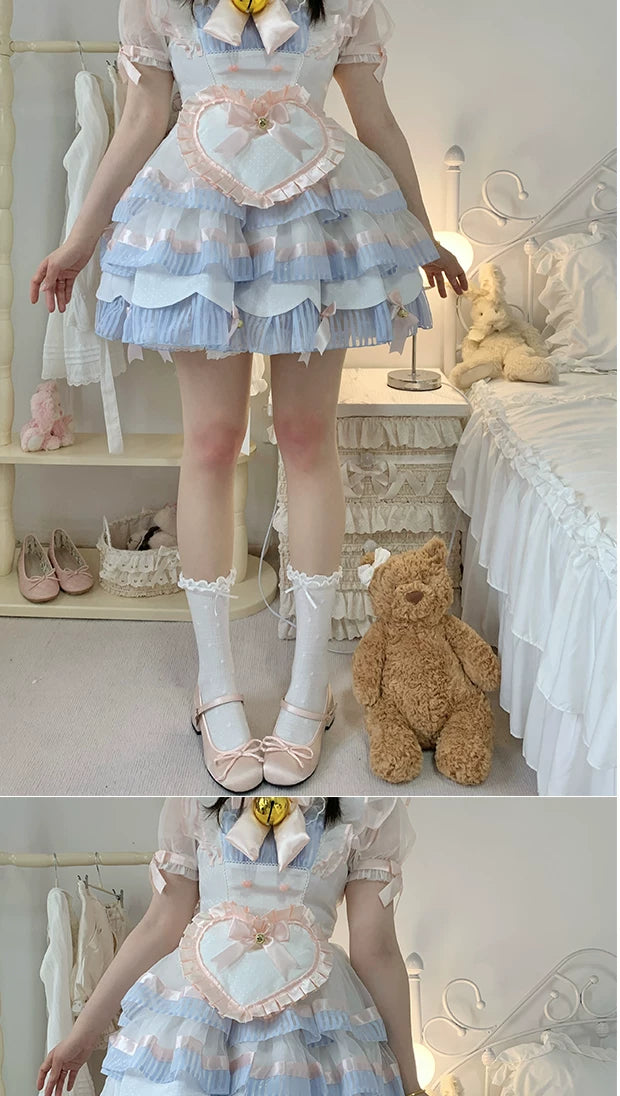 roji roji - Knee Blush - White Printed Tights with Knee-Blush Detail