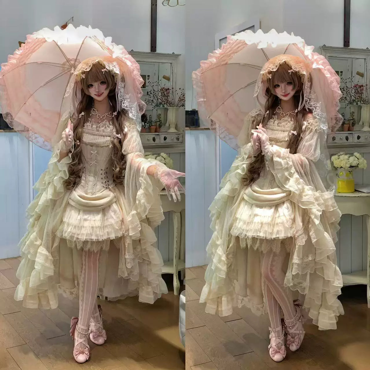 AF Butterfly Wing dotted-tulle Lolita blouse - model view 3