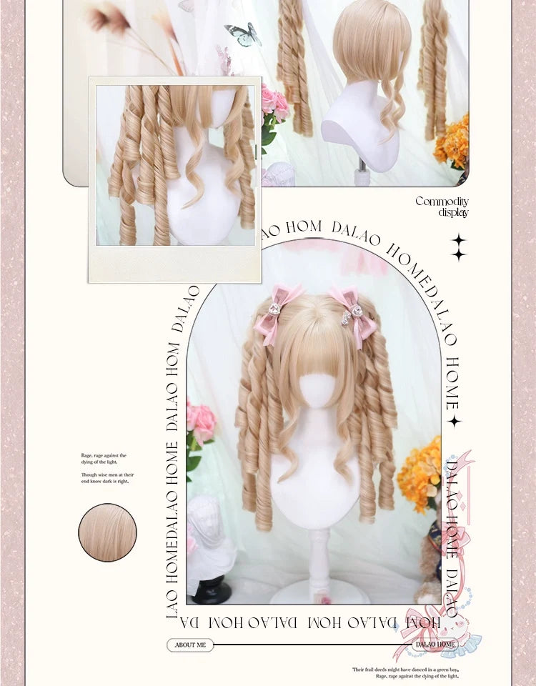 Dalao Home - Retro Lolita Wig - Detachable Roman Curl Ponytails Wig