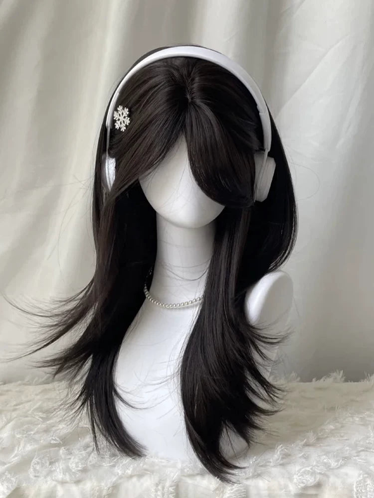 layered long straight wig with fringe options - view 4