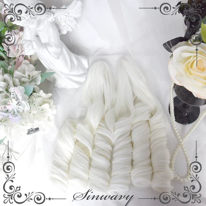 Sinwavy - White Gothic Lolita Wig - Roman Curls & Long Wavy Wig