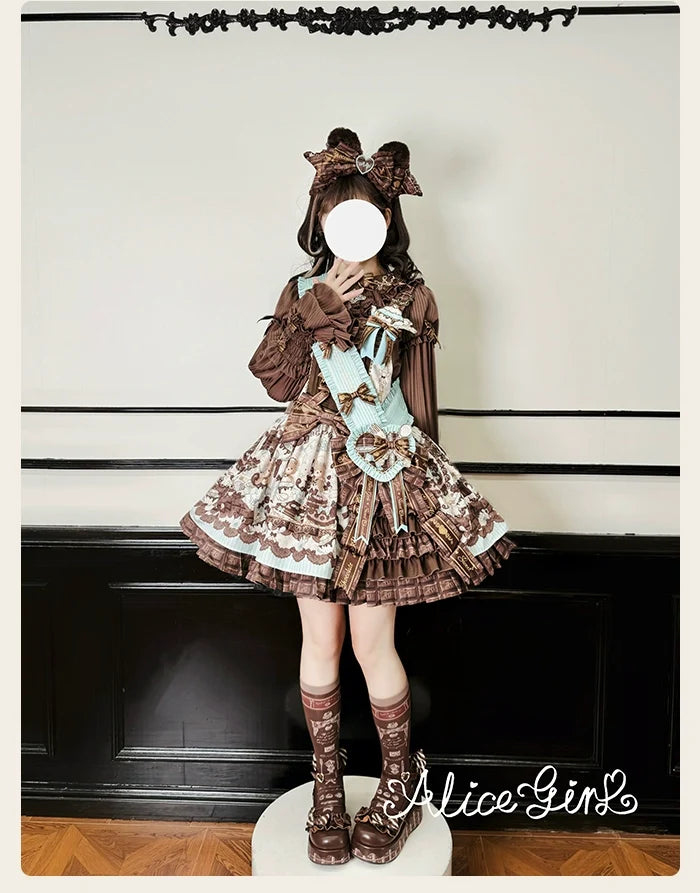 Alice Girl - Bear Chocolate Bar - Kawaii Lolita JSK & Salopette Dress