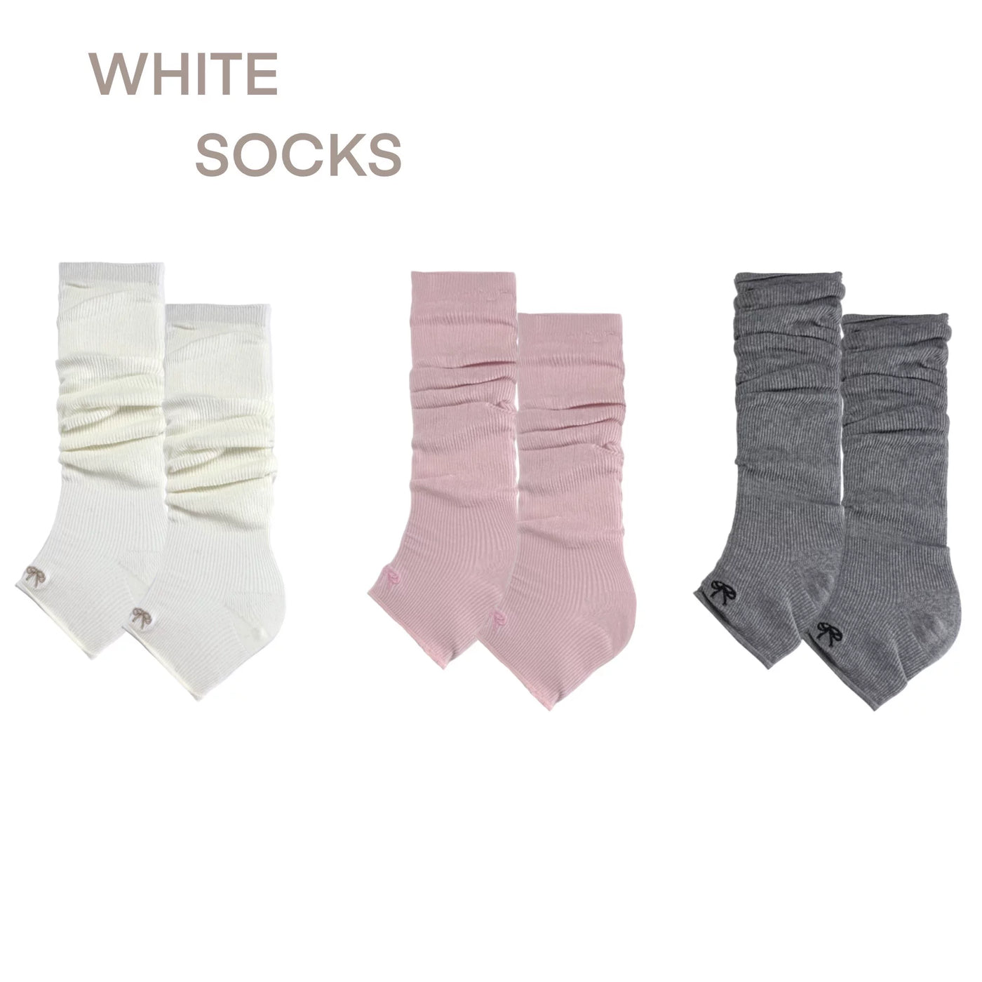 White Socks - Ballet Slouch - Footed Knitted Leg Warmers in Single or Multi-Pair Sets