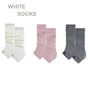 White + pink + gray, 3-pair set / One Size