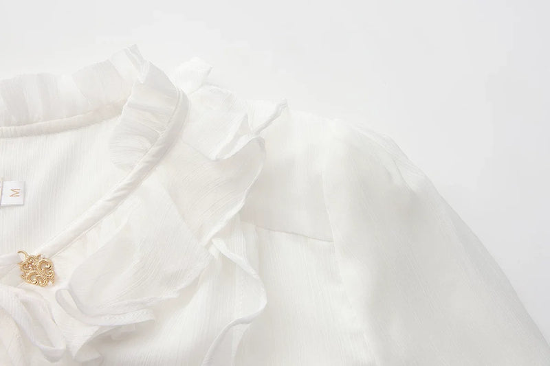 Immortal Thorn - Eternal Treasure Voyage - Ouji Lolita Chiffon Blouse with Ruffles