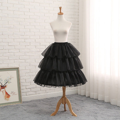 Lolita Adjustable Hoop Puffy Petticoat One Size Ice yarn black / adjustable length 19.7"-27.6" (50-70 cm)