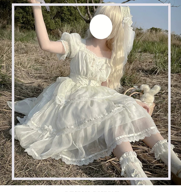Yueele - Butterfly Bridal Train - Plus-Size Sweet Lolita OP Dress - detail view 6