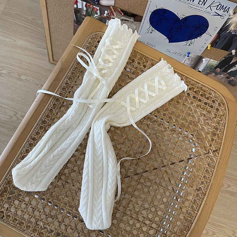 Sock Noble - Lace-Up Ballet - Slouch Socks with Side Lacing
