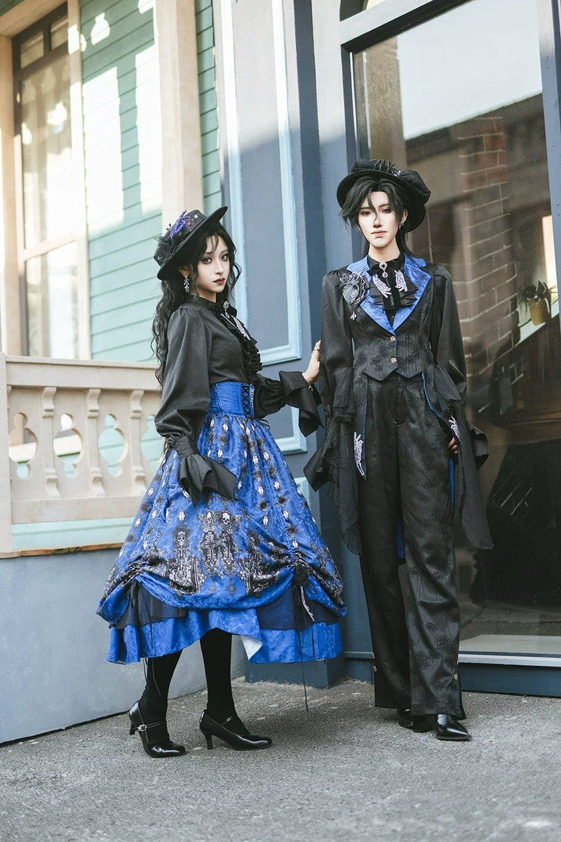 Miss Point - Moonnight Return - Ouji Lolita Jacquard Pants & Shorts, Side Pockets