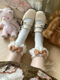 Chaussettes ivoire avec nœuds marron clair