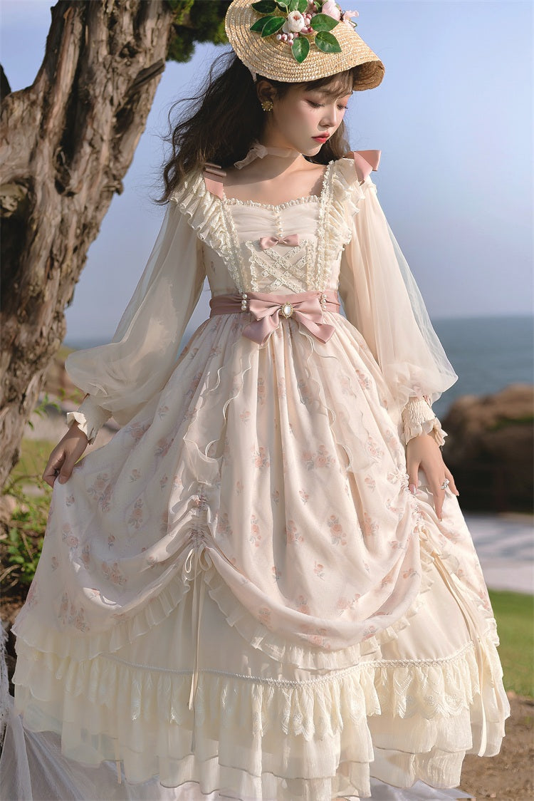 Letters from Unknown Star - Time Stationery - Elegant Lolita Long Sleeve OP Dress