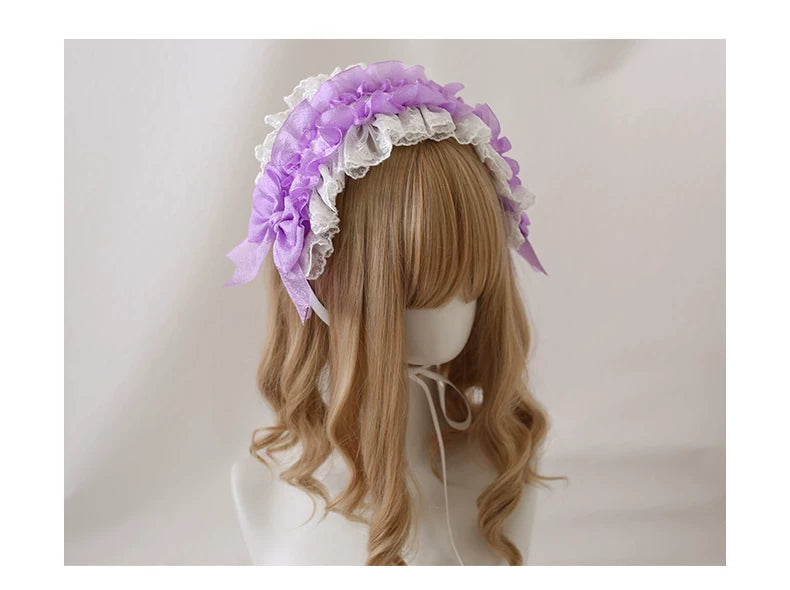 Little Ghost Accessories - Little Bud - Layered Lace Headband with Ribbon Ties