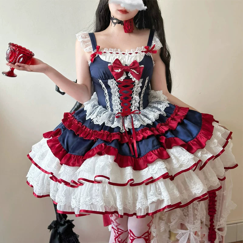 Lady Han Miss Maria original JSK dress by Lolita Fetch featuring a floral print and elegant design, displayed on a mannequin.