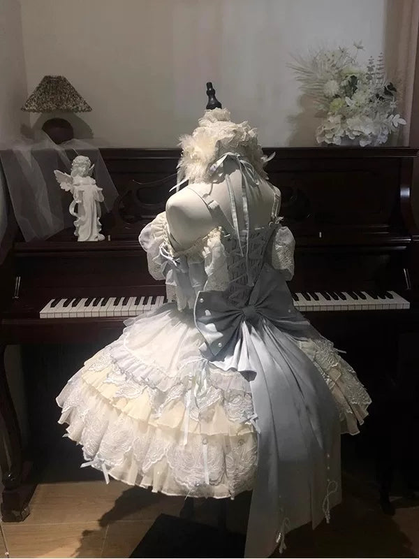 Creamy - Blue Swan Ballet - JSK Dress with Layered Lace Ruffles