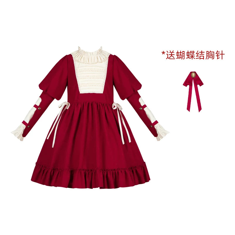 With PUJI - Wish Figure - Lolita OP Dress, Ruffle Trim & Stand Collar detail view 8