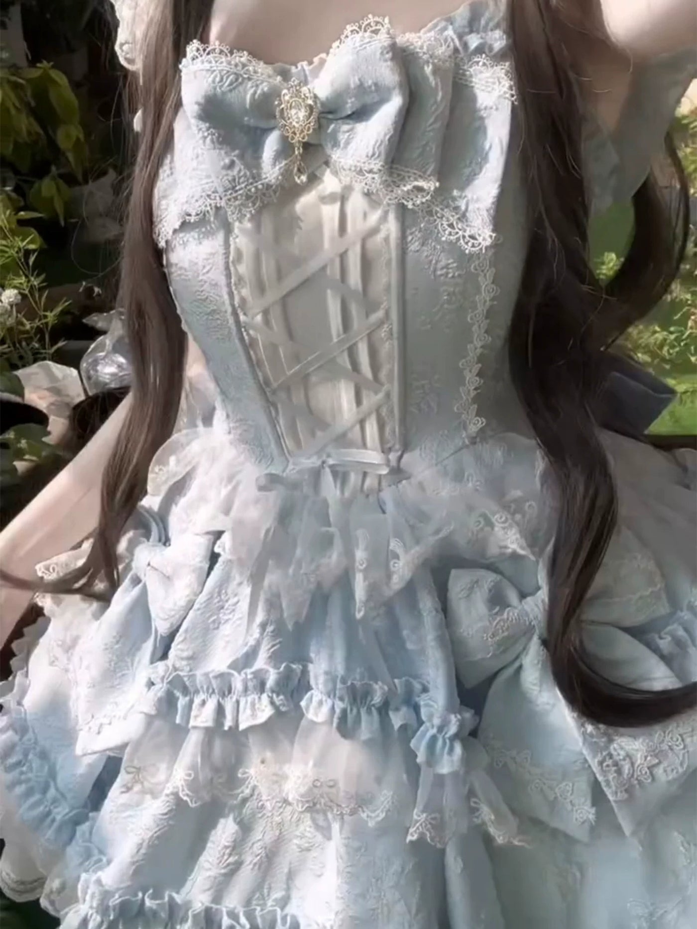 Dream Bunny - Cloud Fluff Sweetheart - Ruffled JSK with Train and Waist Bow