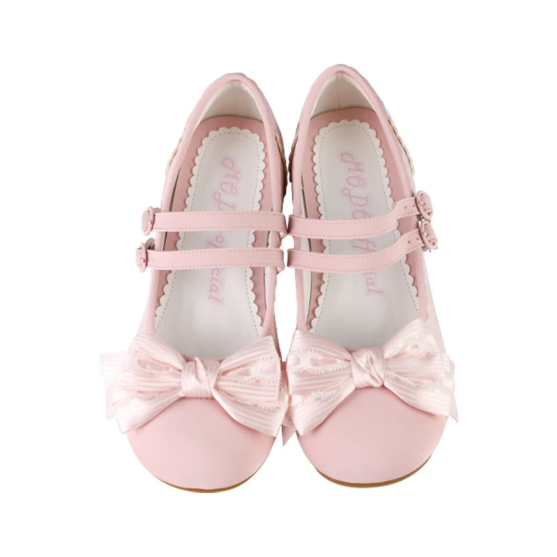 MODO Triple Sakura Triple-Bow Lolita Shoes – Pink – view 6