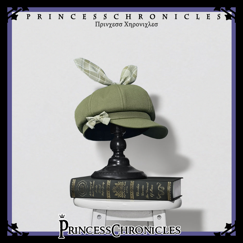Vintage Kawaii Bow Lolita Beret Matcha