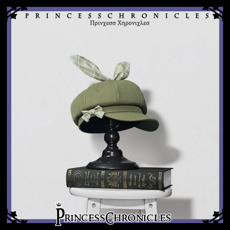 Vintage Kawaii Bow Lolita Beret Matcha