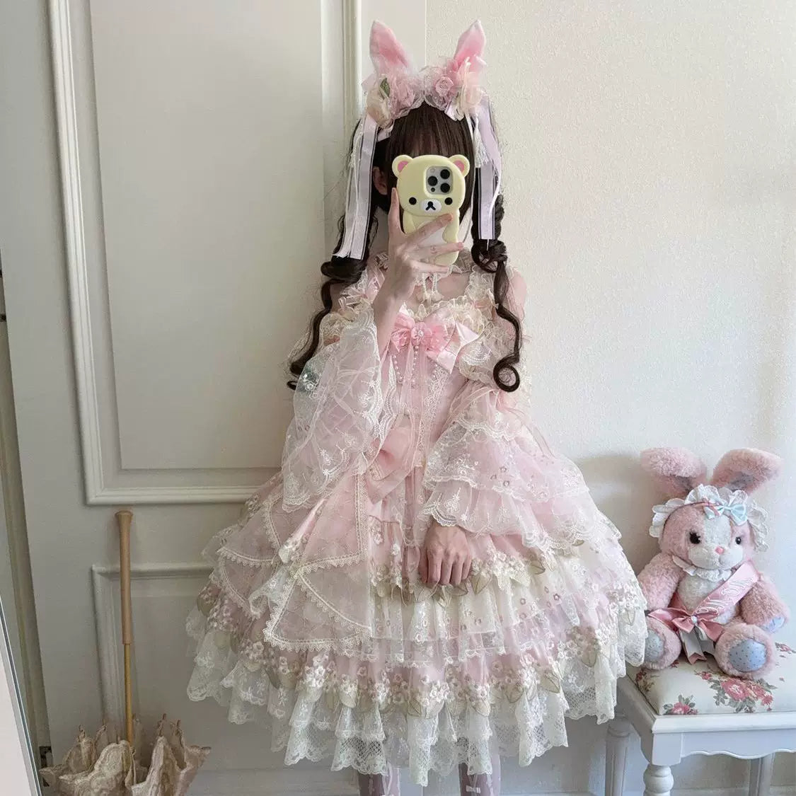 Lady Han Flower Rain Chinese JSK dress by Lolita Fetch, featuring a floral rain print and elegant traditional-inspired design.