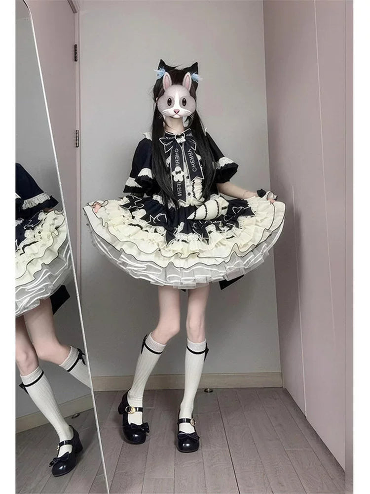 Lolita - Sweet Gothic Lolita Set - Full set JSK with matching cloak