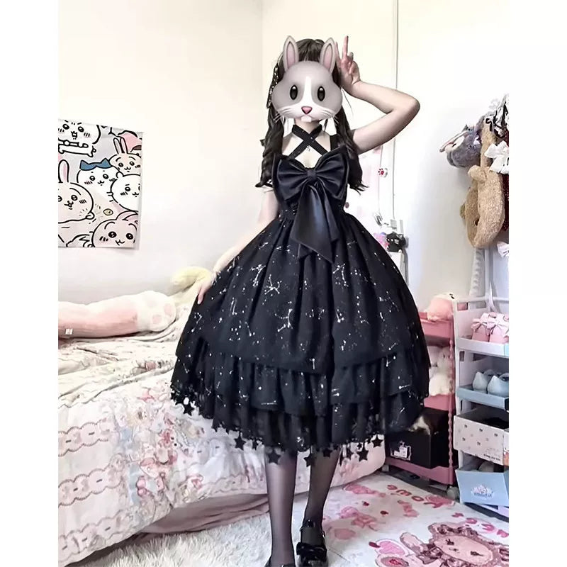 Creamy - Black Shell - Black OP dress with a gold-foil bow