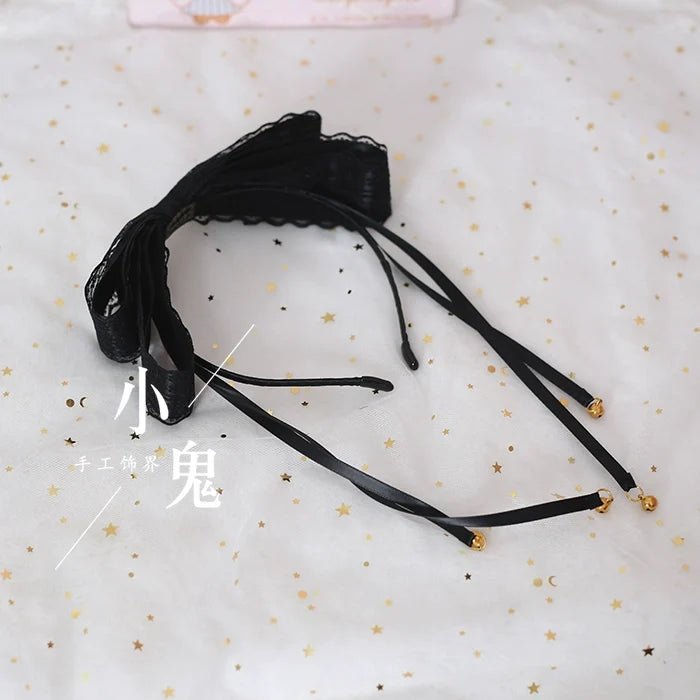 Xiaogui - Kawaii Lolita Bell KC Lace Bow Hair - Accessory Headwear