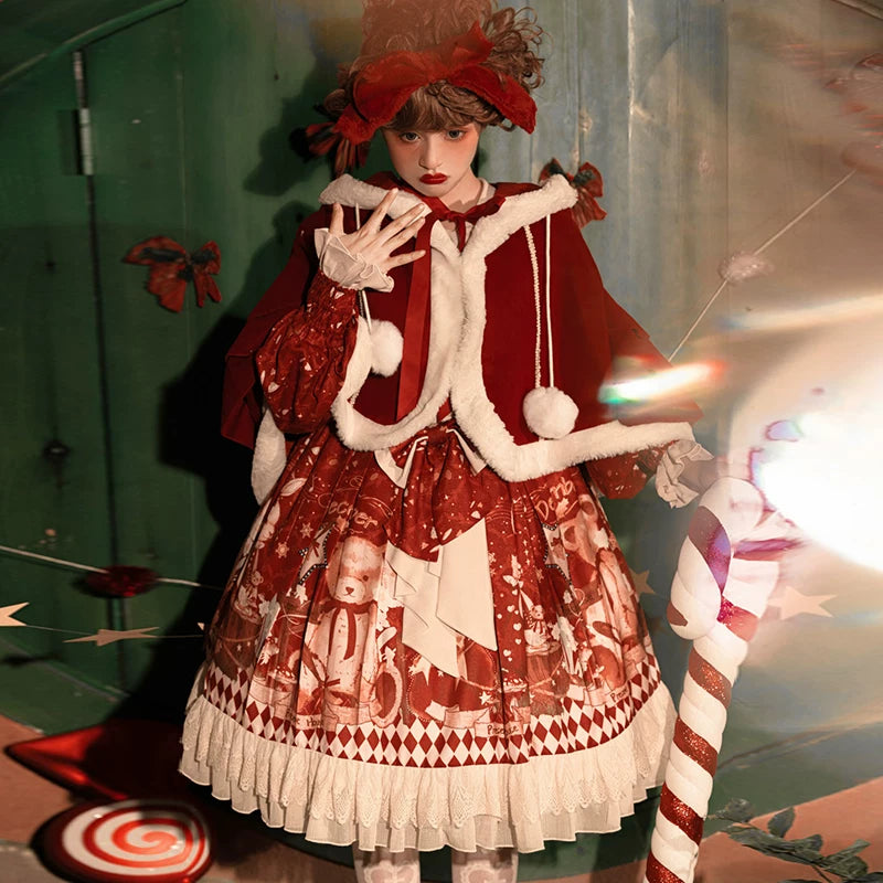 Winter Celebration Lolita OP Dress & Cape Options — Cape + Dress