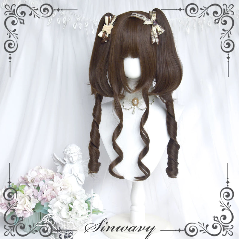Sinwavy dark-brown Roman-curl twin-ponytail wig - view 4