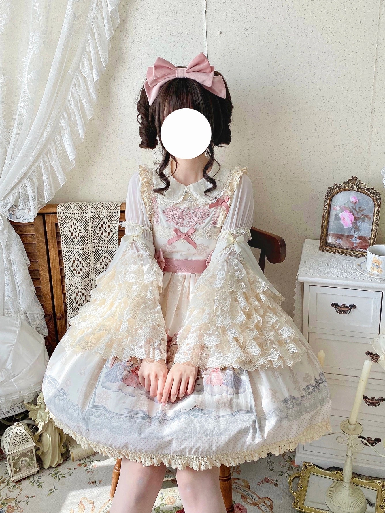 Qianmu - Granulated Sugar - Doll-like Sweet Lolita Lace Blouse, Hime Sleeve
