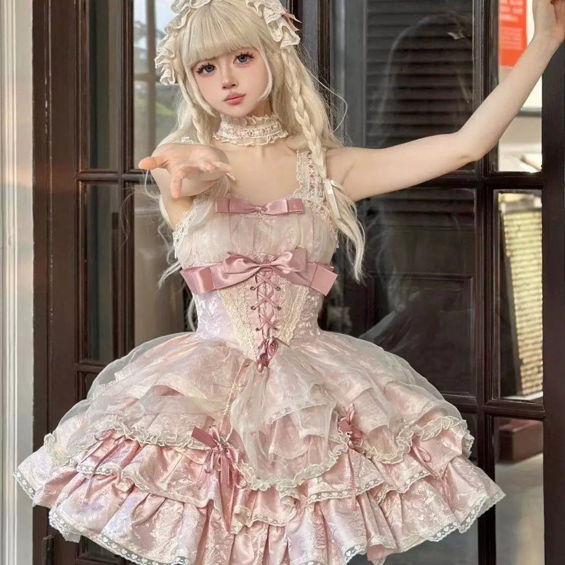 Sweetheart Dream Machine - Rose Butler - JSK dress with layered ruffles and lace-up waist