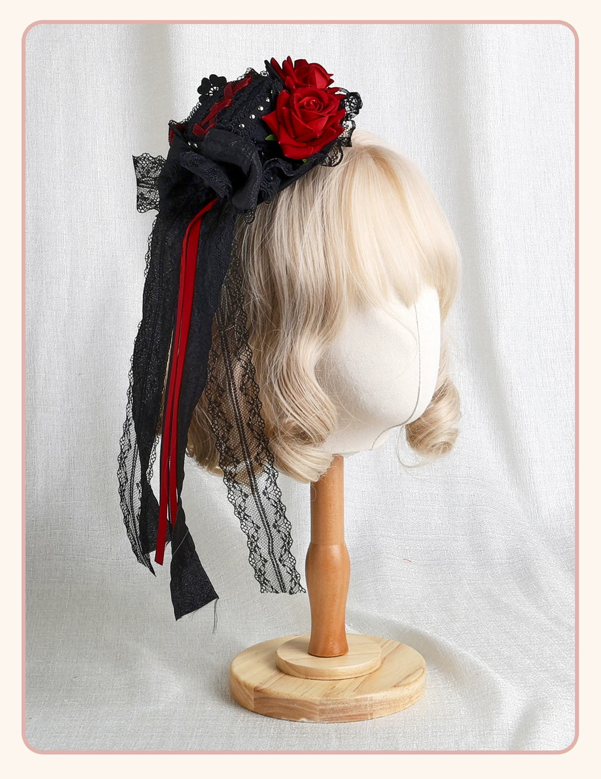 Stardust Rose - Rose Covenant - Lolita Accessories with Red Roses and Black Lace