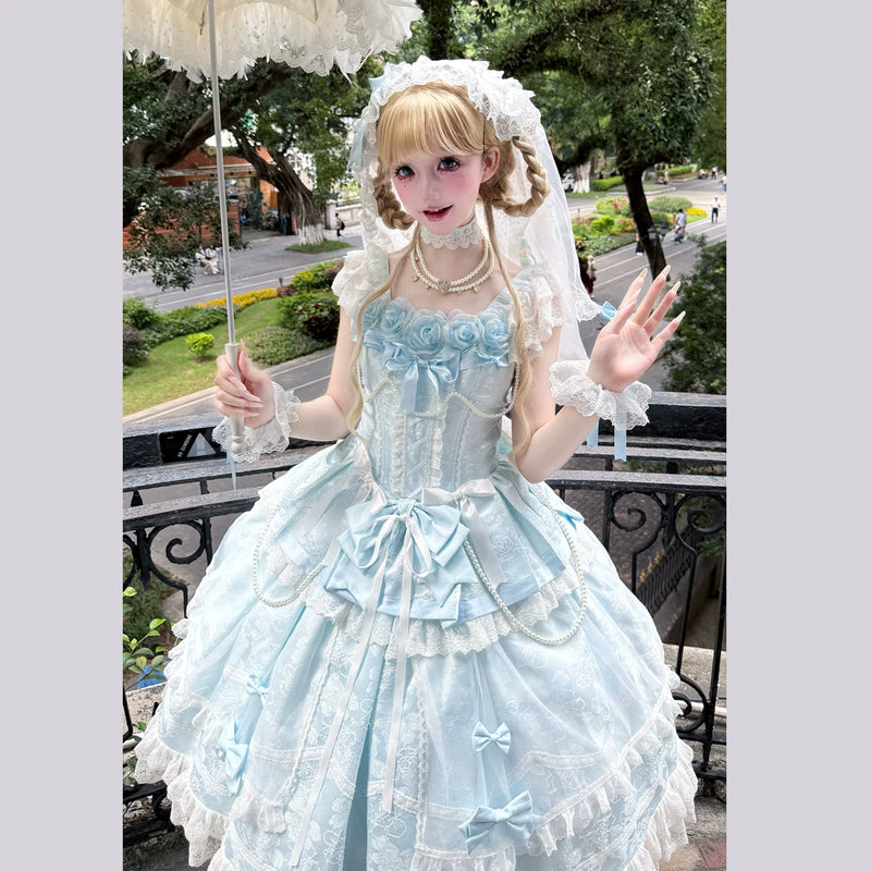 Yanran - Ice Water Rose - Sweet lolita JSK dress with 3D floral