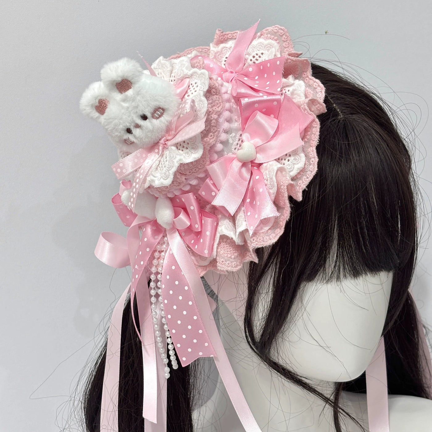 Cat Tart - Rabbit Girl - Small Top Hat or Side Hair Clip with Ribbon Bows