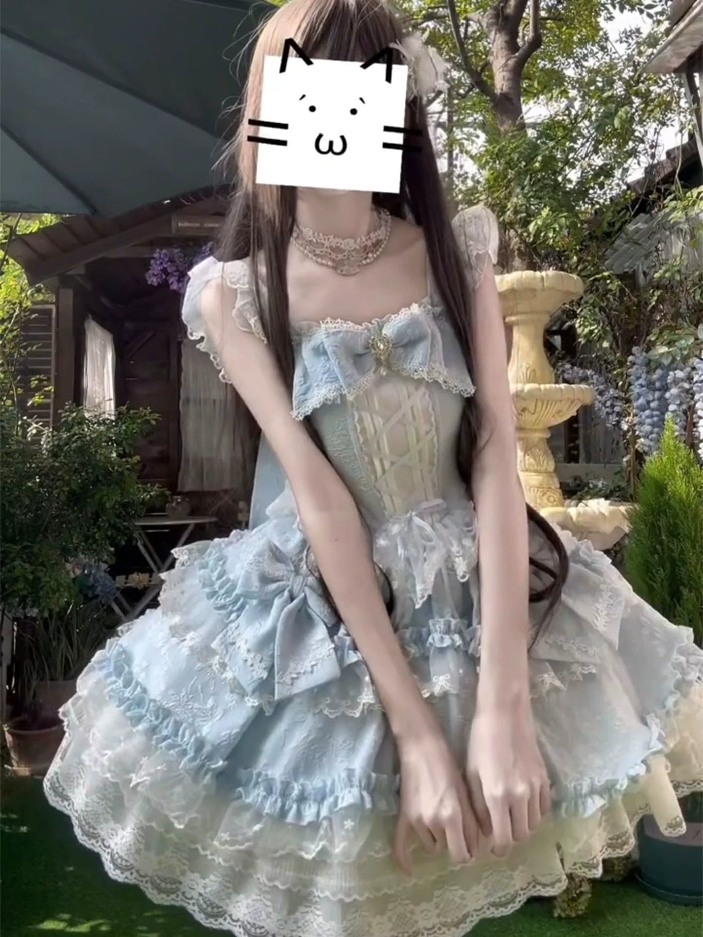 Dream Bunny - Cloud Fluff Sweetheart - Ruffled JSK with Train and Waist Bow