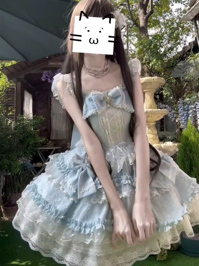 Dream Bunny - Cloud Fluff Sweetheart - Ruffled JSK with Train and Waist Bow