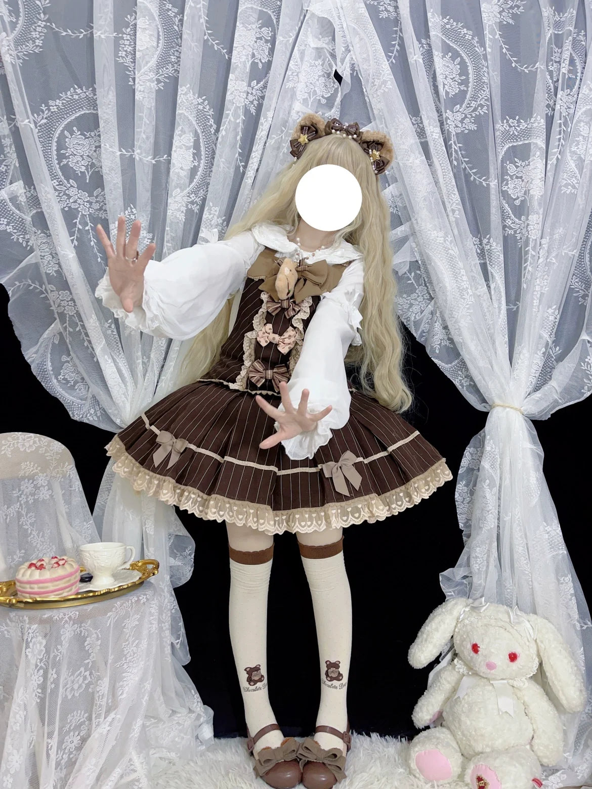 DMFS Lolita - Sweet Lolita Blouse Double-layered - Puff Sleeves Lolita Shirt Innerwear