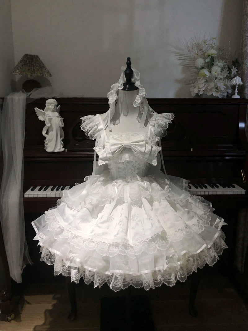 Fleeting Isle - Sweet Lolita Ballet Style Jumper Dress White JSK Only S